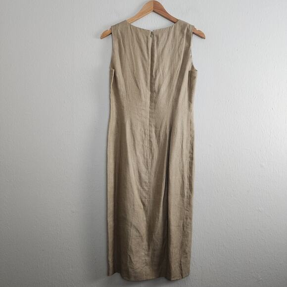 Lafayette 148 100% Linen V-Neck Sleeveless Sheath Dress - Picture 7 of 11